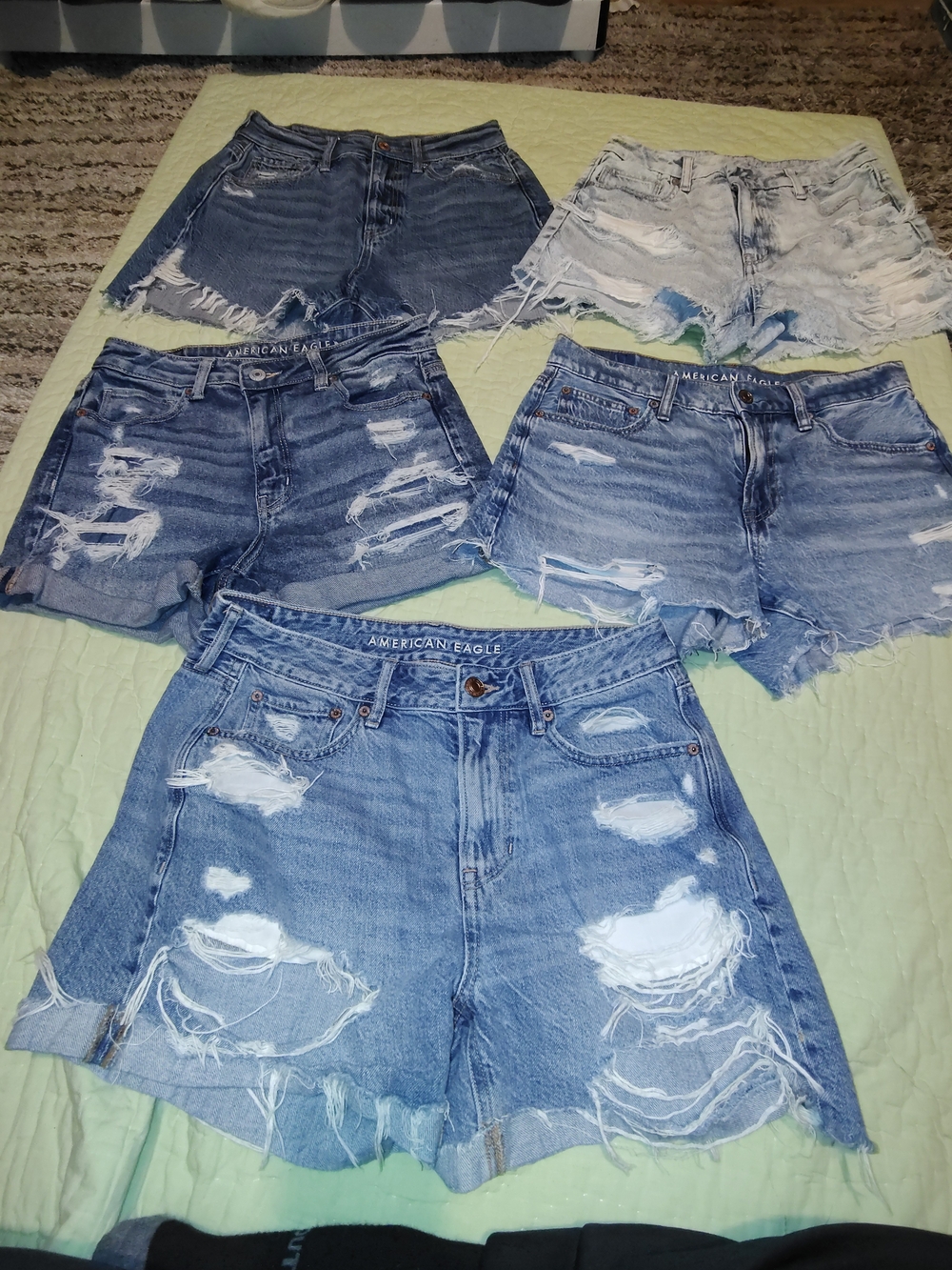 American Eagle Outfitters Mixed Blue Distressed Denim Shorts 5 Pack - Women